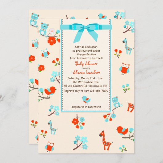 歓迎されたベビーシャワーの招待状 招待状 (正面/裏面)