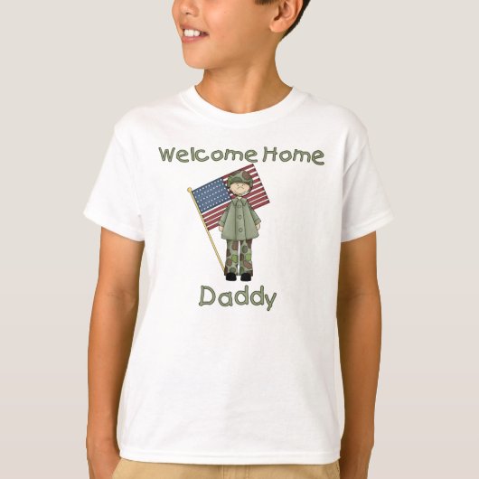 歓迎された家のお父さんの軍隊のがき(息子) Tシャツ (正面)