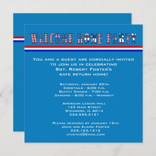 歓迎された家のパーティーの招待 招待状 (正面/裏面)