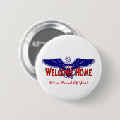歓迎された家の軍ボタン 缶バッジ (正面&裏面)