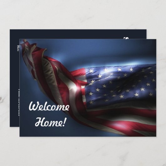 歓迎された家の軍隊か招待! -米国の旗 招待状 (正面/裏面)
