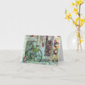 "歓迎された家の"自転車の芸術カード カード (黄色い花)