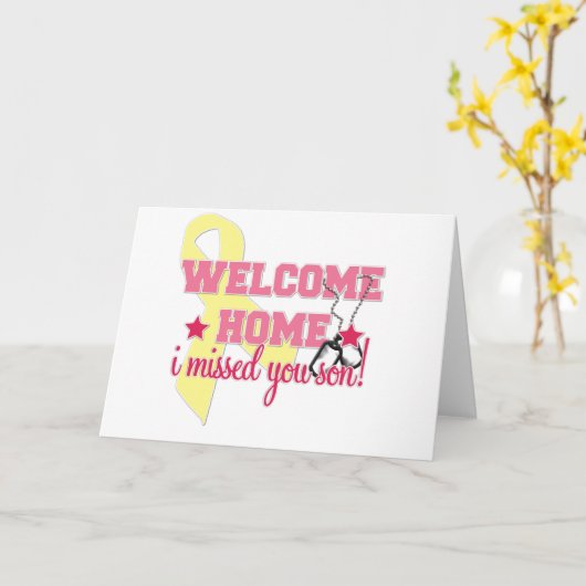 歓迎された家私は息子を恋しく思いました カード (黄色い花)