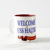歓迎された家USS Halyburton ツートーンマグカップ (正面左)