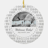 歓迎された射手座の(占星術の)十二宮図のベビー! セラミックオーナメント (裏面)