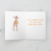 歓迎された小さい1つのかわいいキリンのベビーシャワー 招待状 (内部)