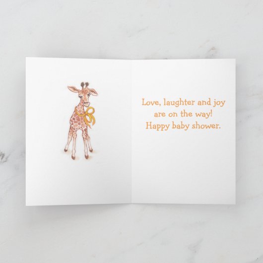 歓迎された小さい1つのかわいいキリンのベビーシャワー 招待状 (内部)