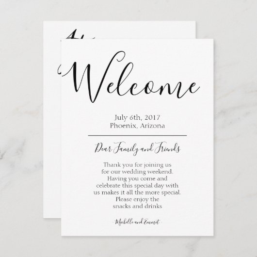 歓迎された旅程のノートの好意のバッグのラベルの結婚 エンクロージャーカード (正面/裏面)