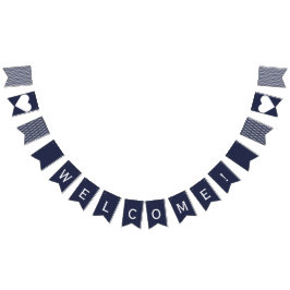 歓迎された海軍および白くプレッピーな旗布 バンティングフラッグ