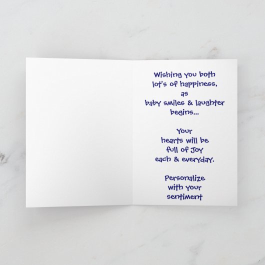 歓迎された男の赤ちゃんのお祝いの挨拶状 カード (内部)