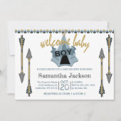 歓迎された男の赤ちゃん-テント小屋および矢 招待状 (正面)