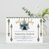 歓迎された男の赤ちゃん-テント小屋および矢 招待状 (スタンド正面)