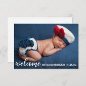 歓迎された発表の新生児のモダンなカードW 案内状 (正面/裏面)