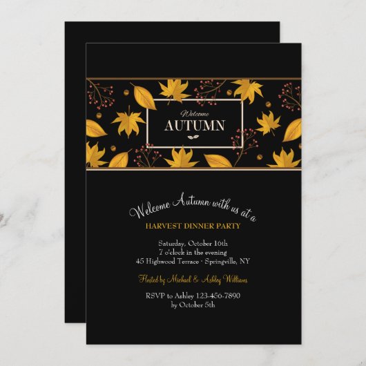 歓迎された秋の旗のクロテンの招待状 招待状 (正面/裏面)