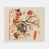 歓迎された秋の秋の景色 フリースブランケット (正面(横))