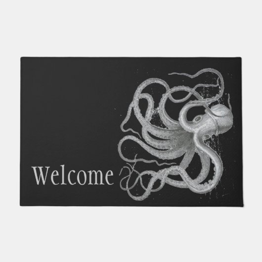 歓迎された航海のなタコのヴィンテージはビーチをkraken ドアマット (正面)