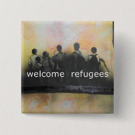 歓迎された避難者のバッジ 缶バッジ