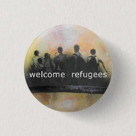 歓迎された避難者のバッジ 缶バッジ