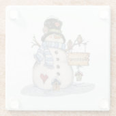 歓迎された雪だるま ガラスコースター (裏面)