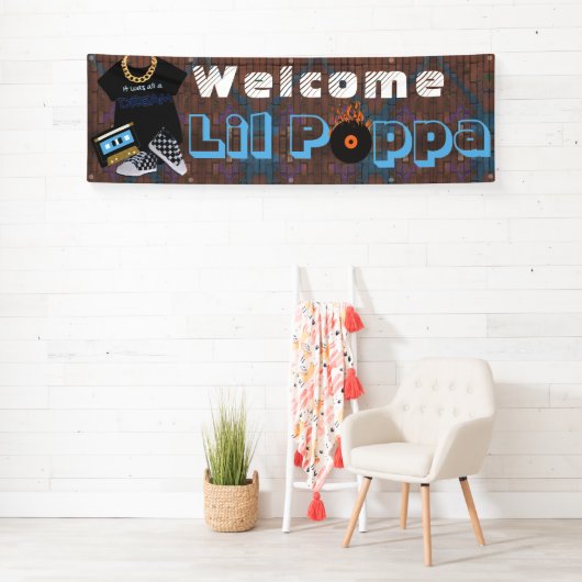 歓迎されたLilのPoppaのヒップホップの男の子のベビーシャワーの旗 横断幕 (インサイチュ)