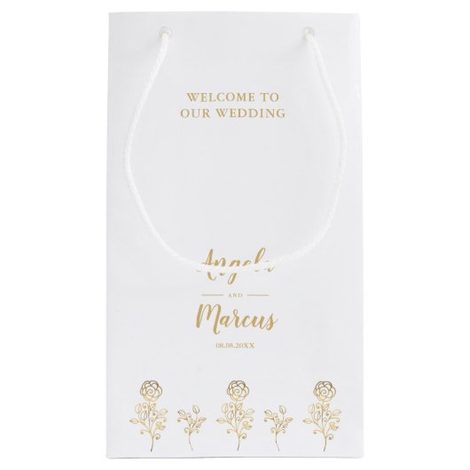 歓迎される客を結婚しているフェイクな金ゴールドの野生の花 スモールペーパーバッグ (裏面)