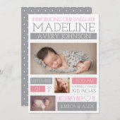 歓迎さ疑問に思れた出産 案内状 (正面/裏面)