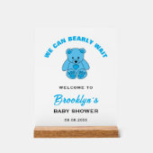 歓迎しよう 待ち遠しいクマの赤ちゃんシャワー アクリルサイン (正面)