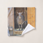 歓迎するヤギ バスタオルセット (ウォッシュタオル)
