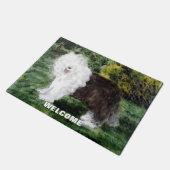 歓迎する古い英国の牧羊犬の芸術! ドアマット (アングル)