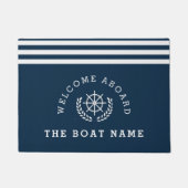 歓迎する |ネイビーブルー航海の| ドアマット (正面)