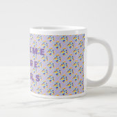 歓迎と応援ラベンダーパターン ジャンボコーヒーマグカップ (右)