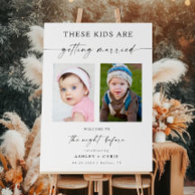 歓迎の前の夜これらの子供の写真でサイン