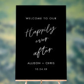 歓迎の後ずっと幸せ結婚にブラック アクリルサイン (ニュートラル)