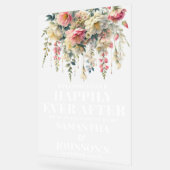 歓迎の後ずっと幸せ結婚に霜が降りた アクリルサイン (傾斜)