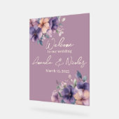 歓迎の時にピンク結婚の花を購入 アクリルサイン (傾斜)