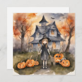 歓迎の魔女 AI 生成パーティー招待状 招待状 (正面/裏面)