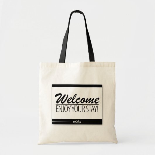 歓迎はあなたの滞在の玄関マットのトートバックを楽しみます トートバッグ (正面)