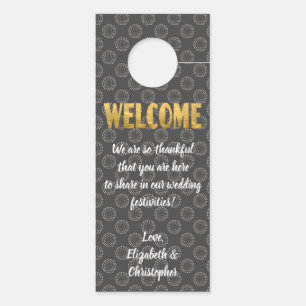 歓迎を結婚して金ゴールドの灰色白を妨げないで下さい ドアノブサイン