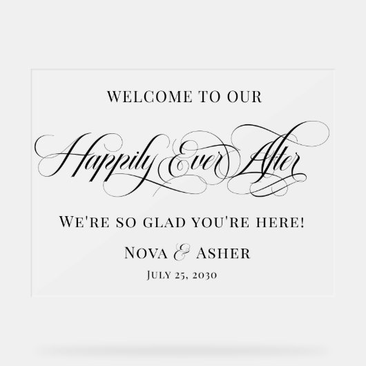 歓迎エレガントの後ずっと楽し結婚く上品 アクリルサイン (正面)