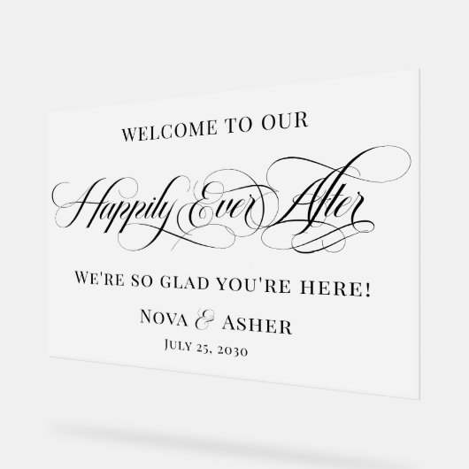 歓迎エレガントの後ずっと楽し結婚く上品 アクリルサイン (傾斜)