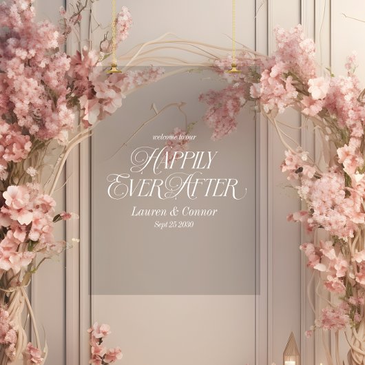 歓迎エレガントの後で幸せ結婚に | ダーク アクリルサイン