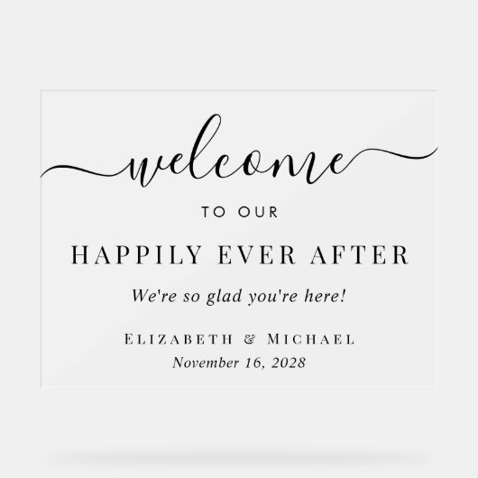 歓迎エレガントの後で楽し結婚く霜が降りた アクリルサイン (正面)