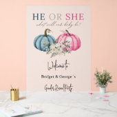 歓迎カボチャとベビー性別がパーティーを明かす アクリルサイン (ウェディング)