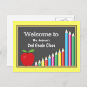 歓迎カラフル新学期 ポストカード (正面/裏面)
