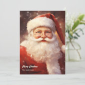 歓迎クラシックサンタクロースは赤い帽子を微笑んで シーズンカード (スタンド正面)