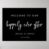 歓迎コンテンポラリー後ずっと幸せに黒塗り ポスター (正面)