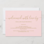 歓迎スクリプトベビーガールピンクフォト誕生 案内状 (裏面)