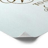 歓迎パーティー ターコイズ ホワイト フラワー ゴールデン リーフ ポスター (角)