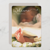歓迎ベビーかわいいカスタム写真の発表 案内状 (正面/裏面)