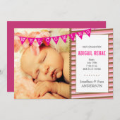 歓迎ベビーガール写真誕生のお知らせ 案内状 (正面/裏面)